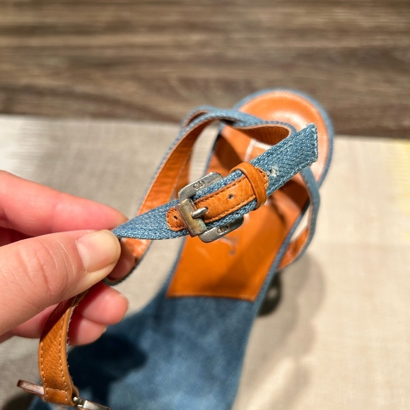 *Rare Vintage* Christian Dior Women's Denim Wedges - Picture 9 of 12